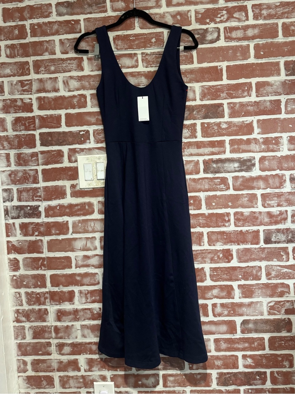 Ripley Rader Navy Scoop Neck Midi Dress NWT XS Sleeveless Made in USA